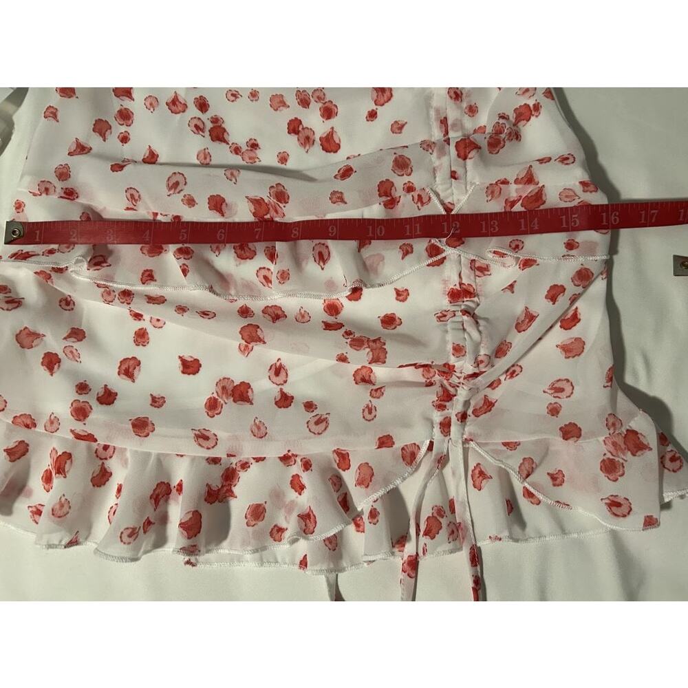 EUC Princess Polly Secret Love White/Red Floral Ruffled Mini Skirt Size 2 - Picture 10 of 10